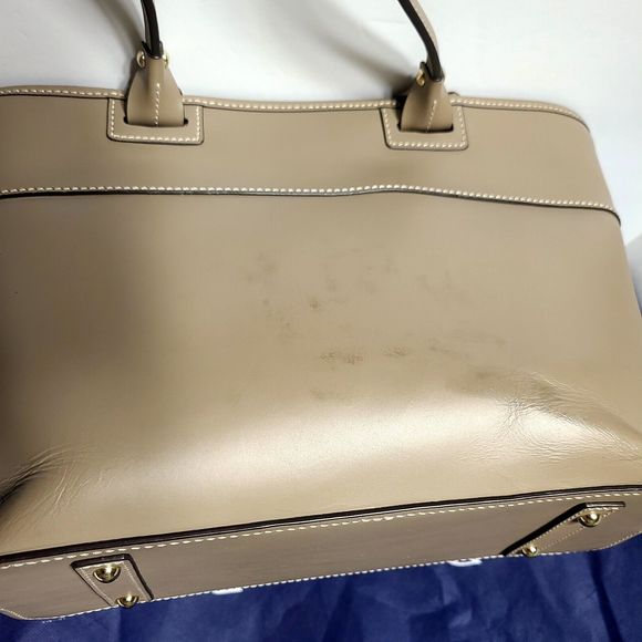 Dooney & Bourke Beacon Zip Tote Taupe Smooth Leather Carryall Shopper Zipper - Picture 14 of 16